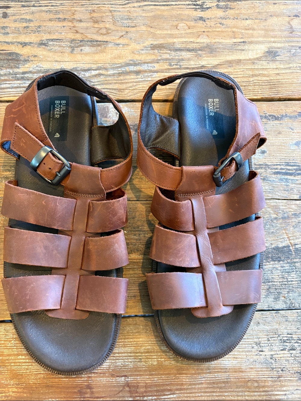 Bull Boxer Men's Brown Leather Fisherman Sandals